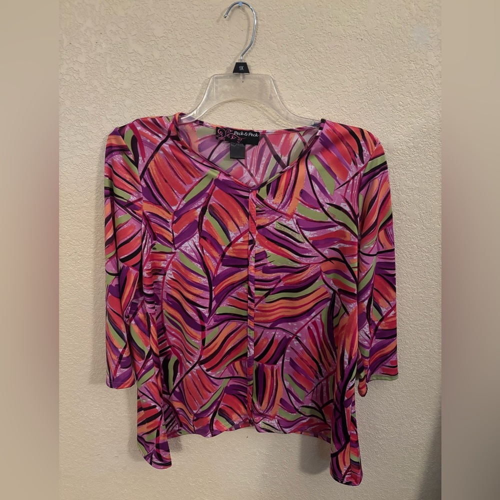 Peck & Peck Women's Vibrant Multicolor Blouse, Size M
